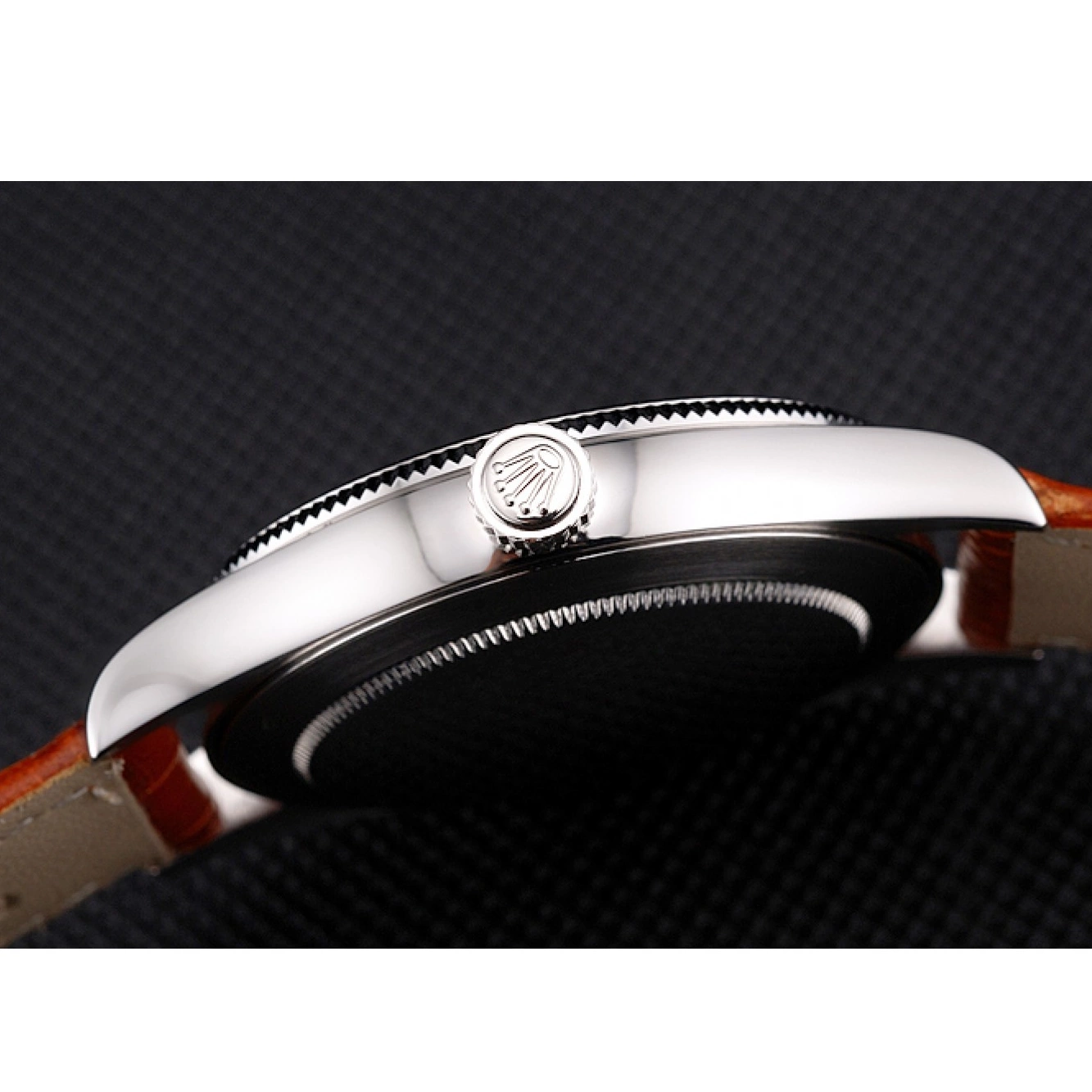 Aaa replica Case Blue Light Strap Datejust Swiss Dial Rolex Brown Leather Steel Stainless 0814